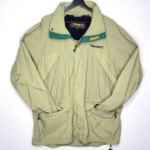VINTAGE Timberland Olive Windbreaker‎ w/ Hood Size L #565
